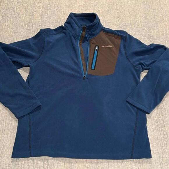 Eddie Bauer Men's Blue 1/4 Zip Fleece Jacket - Picture 1 of 4